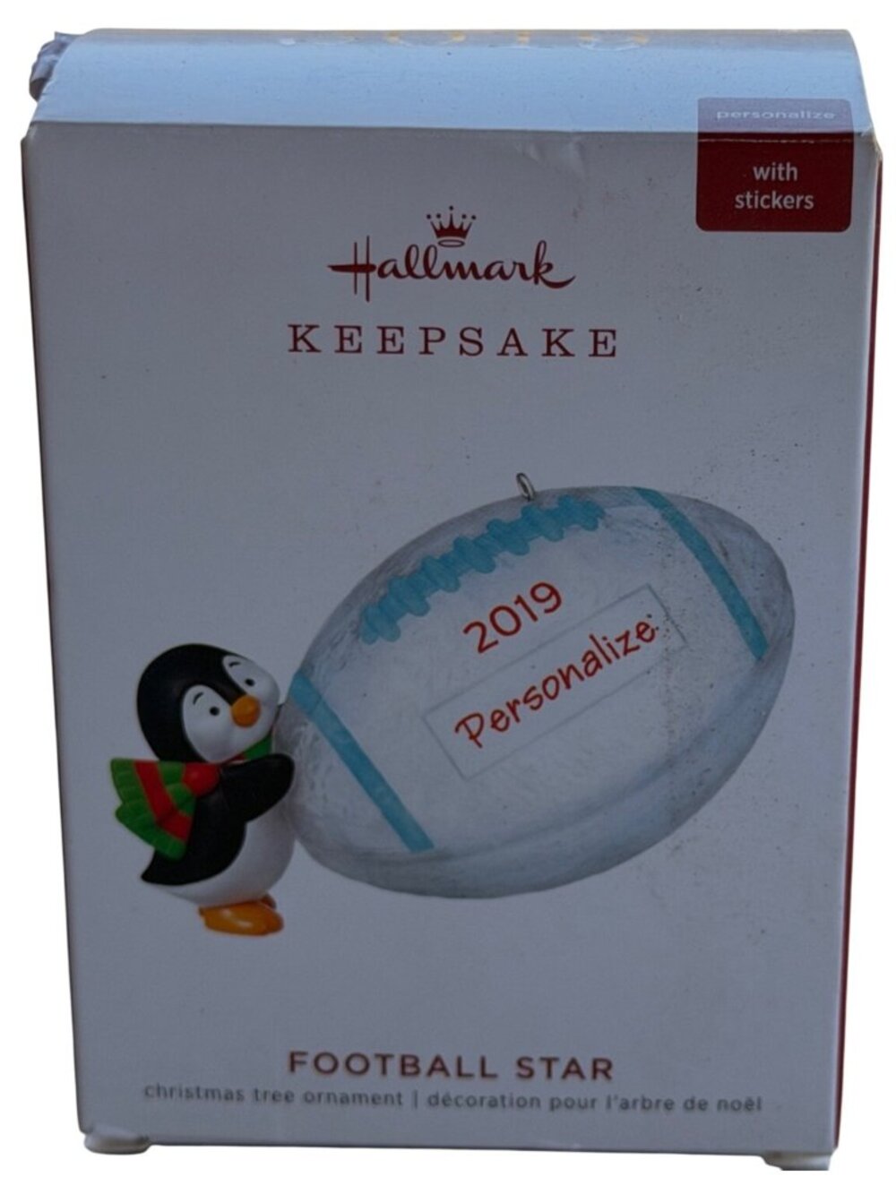 2019 Hallmark Keepsake Artist Crafted Football Star Penguin Tree Ornament (READ)